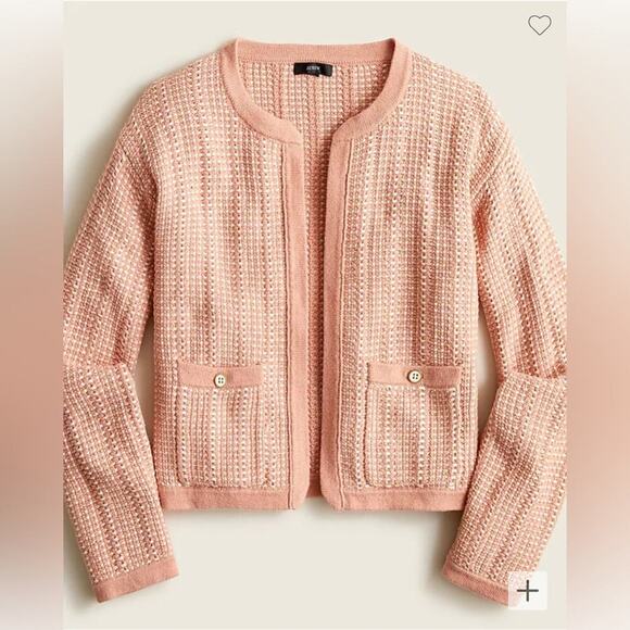 J Crew tweed textured two‎ tone jacket size large academia quiet Luxury - Picture 1 of 8